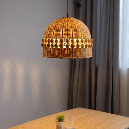 Suspension en bambou tissé style zen wabi-sabi décorative — LZ4X9P