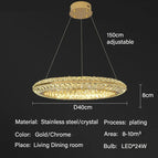 D40cm / Corps de lampe chromé / Lumière chaude 3000k