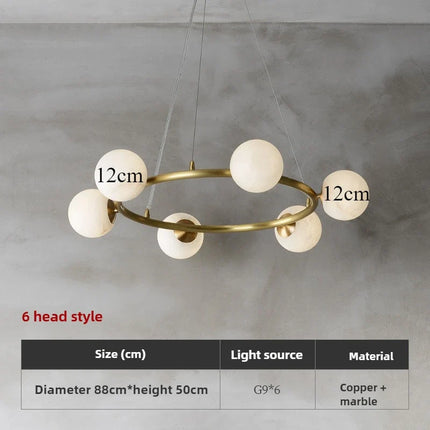 Suspension luxueuse en marbre et cuivre pour éclairage créatif — LZ4X9JQ