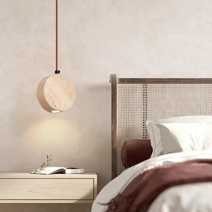 Lustre vintage avec abat-jour cloche en pierre naturelle — LZ4X9P2