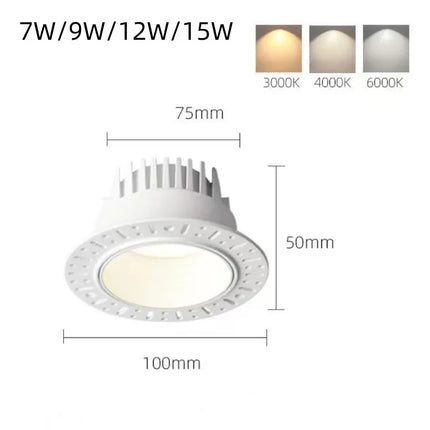 Spot encastré sans bord anti-reflet COB dimmable 7W-15W pour plafond — LZ4X9Q