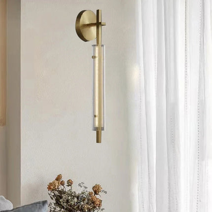 Applique murale minimaliste en laiton avec verre transparent et intensités réglables — LZ4X9P