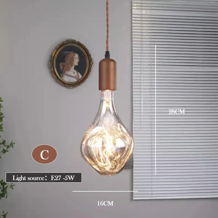Lustre rétro en verre d'art avec bois massif pour intérieur — LZ4X9P