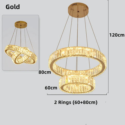 Lustre moderne en cristal avec anneaux réglables pour intérieur — LZ4X9P2