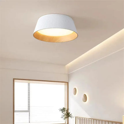 Plafonnier rond en bois style wabi sabi minimaliste pour intérieur — LZ4X9M