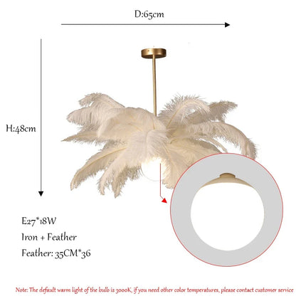 Lustre suspension LED plume d'autruche Sandyha Luxe — LZ4X9P2