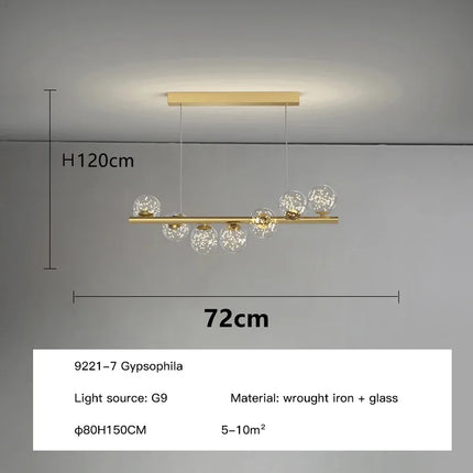 Lustre suspension nordique longue boule en verre doré pour bar — LZ4X9M