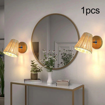 Applique murale en rotin naturel pour éclairage décoratif — LZ4X9P