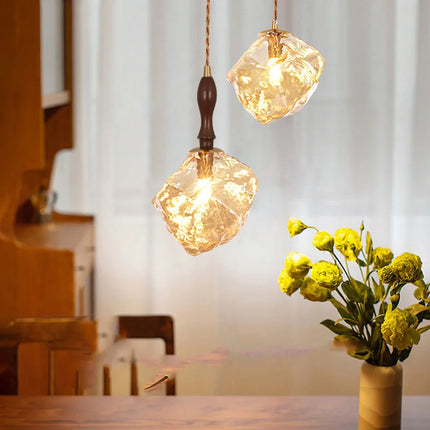 Lustre en verre ambré style bloc de glace pour bar et restaurant — LZ4XJ9