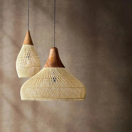 Suspension en rotin tressé style japonais pour restaurant silencieux — LZ4X9P2Q