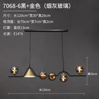 6 têtes noires / Verre ambré / Lumière trichromatique