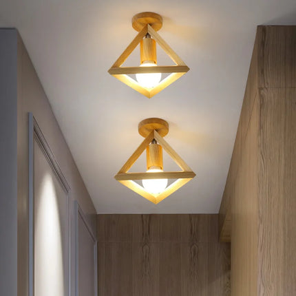 Plafonnier LED nordique en bois avec 3 températures de lumière — LZ4Q9T1