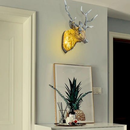 Applique murale en bois forme cerf avec éclairage LED décoratif — LZ4P9XQ