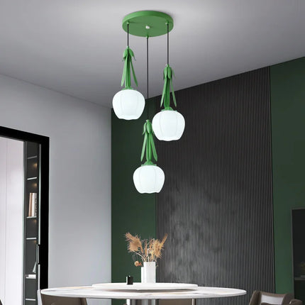 Lustre Art déco en verre avec suspension et abat-jour floral — LZ4X9P
