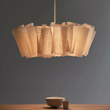 Suspension plissée en lin fait main style vintage Wabi Sabi — LZ4X9T