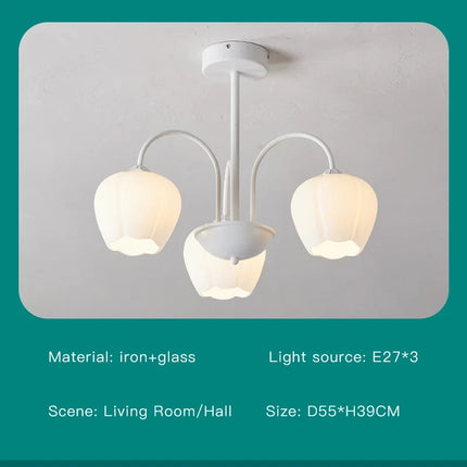 Lustre en verre à pétales pour décoration intérieure kawaii — LZ4X9T