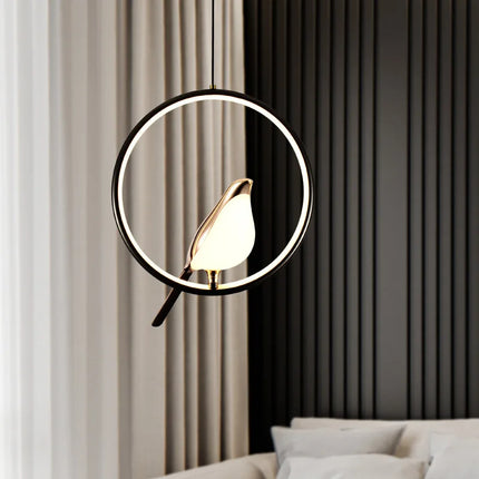 Lustre suspendu nordique en acrylique avec oiseaux LED — LZ4X9J