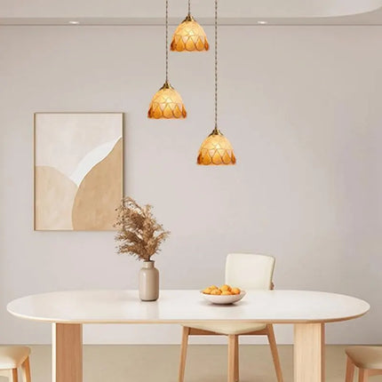 Suspension Tiffany en verre coquille LED style méditerranéen — LZ4X9P2N