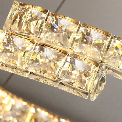Lustre nordique en cristal et acier inoxydable avec LED miroir — LZ4X9M