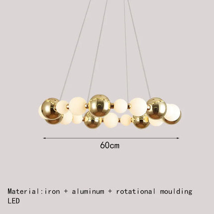 Lustre LED boule acrylique avec anneau doré et fils réglables — LZ4X9P2