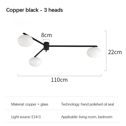 Suspension LED galet en verre français et cuivre crème — LZ4X9P