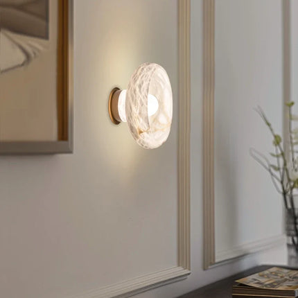 Lampe de chevet en laiton et marbre naturel motif flocon de neige — LZ4X9T