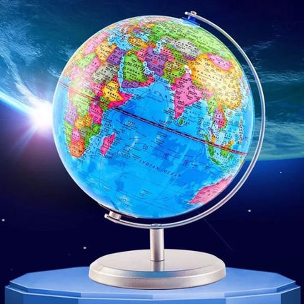 Lampe de table globe étudiant géographie sur base métallique — LZ4N7Q2