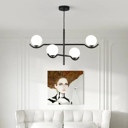 Lustre en verre blanc au design moderne pour intérieur élégant — LZ4X9T