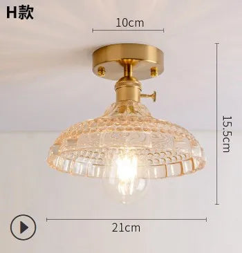 Plafonnier japonais moderne en verre sculpté au style rétro élégant — LZ7FQ2