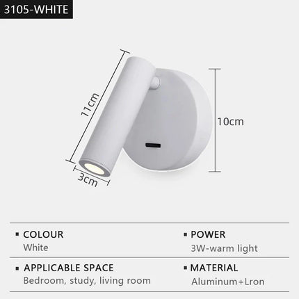 Applique murale LED moderne rotative et réglable pour lecture — LZ4X9P