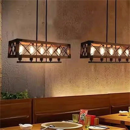 Lustre suspension vintage en bois style industriel pour bar et restaurant — LZ4T9X