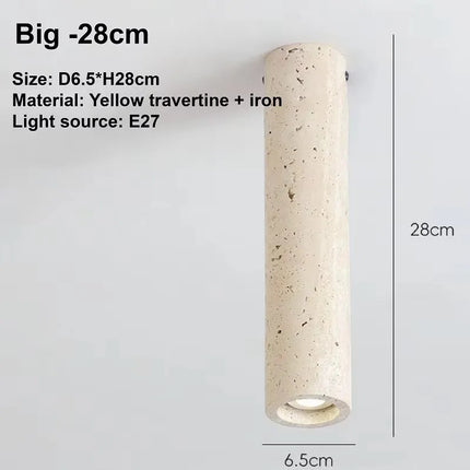 Plafonnier cylindrique en travertin jaune clair à fixation en surface — LZ4P9XQ