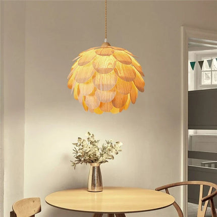 Lustre suspension en bambou forme pomme de pin LED nordique — LZ4X9T2