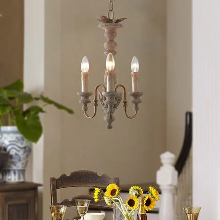 Lustre en bois massif style rural nordique américain rétro — LZ4D9XQ