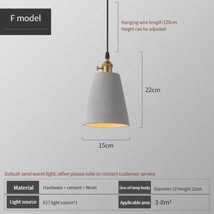 Suspension industrielle avec abat-jour en ciment et béton — LZ4X9T