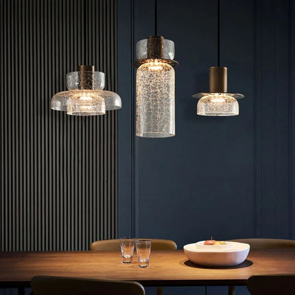 Suspension en verre craquelé avec LED et câble ajustable — LZ4P9X