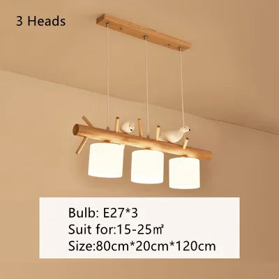 Lustre en bois massif avec oiseaux sculptés — LZ4P9XQ