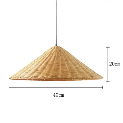 Suspension avec abat-jour rotin tricoté main design minimaliste — LZ4X9T
