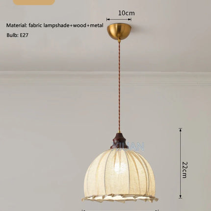 Lustre suspension rétro en lin style wabi-sabi pour décoration médiévale — LZ4X9P2