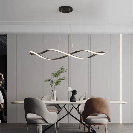 Lustre LED moderne multi-finitions or, chrome et noir avec télécommande L92cm — LZ4P7XQ