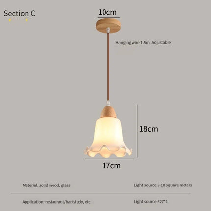 Lustre suspendu moderne en bois et verre style nordique LED — LZ4X9Q