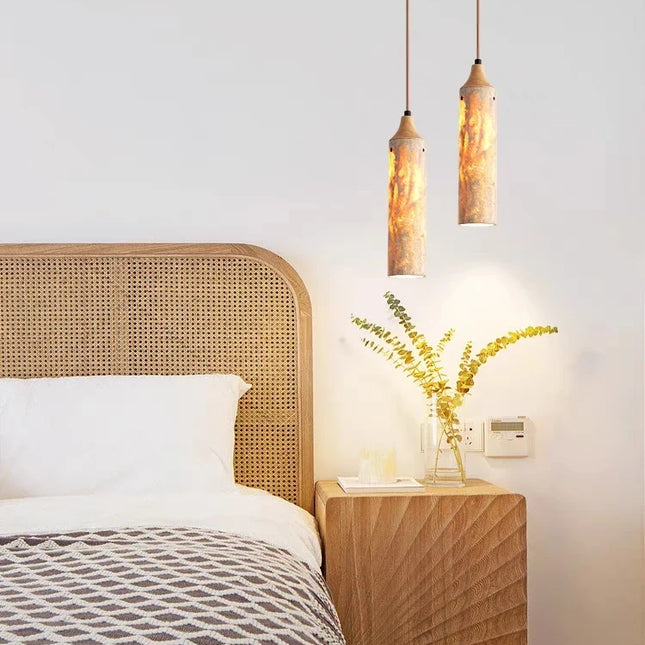 Lustre en bois au design japonais wabi-sabi pour intérieur — LZ4X9P2Q