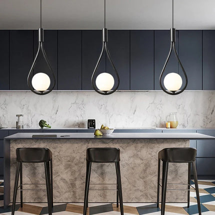 Suspension LED anneau en métal noir design — LZ4X9P7