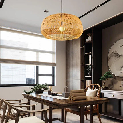 Suspension vintage en rotin style chinois pour intérieur élégant — LZ4M9Q2N