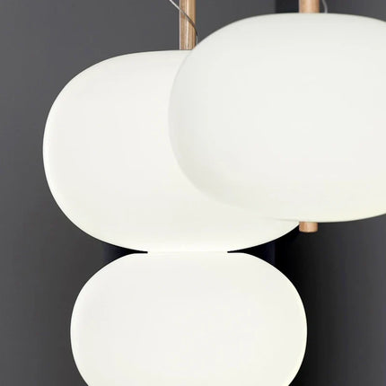 Suspension salon design nordique avec grande boule en verre et bois — LZ4X9T2