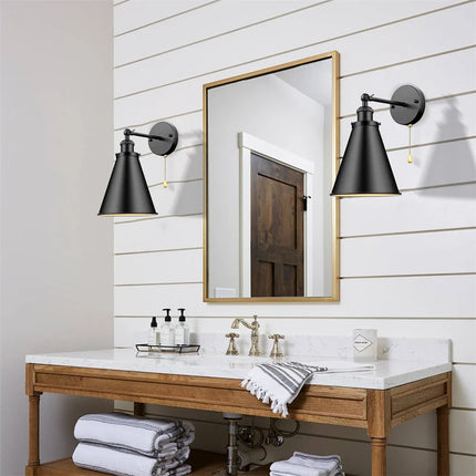 Applique murale rotative style rétro américain en fer noir avec interrupteur — LZ4X9P2