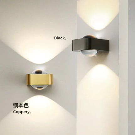 Applique murale carrée cuivre à double tête LED design luxe — LZ4X9M