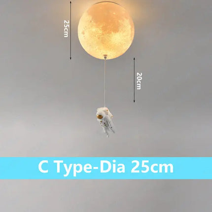 Plafonnier décoratif lune avec astronaute pour chambre — LZ4X9T2