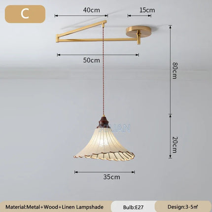 Lustre vintage pliant style wabi-sabi avec tissu appliqué — LZ4X9P2