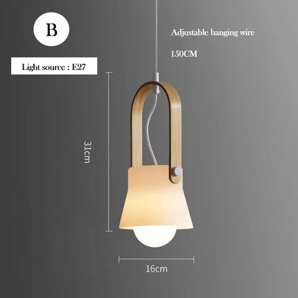 Lustre suspension en verre et bois au design moderne minimaliste — LZ4X9P2